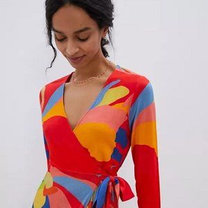 Anthropologie Brushstroke Wrap Maxi Dress